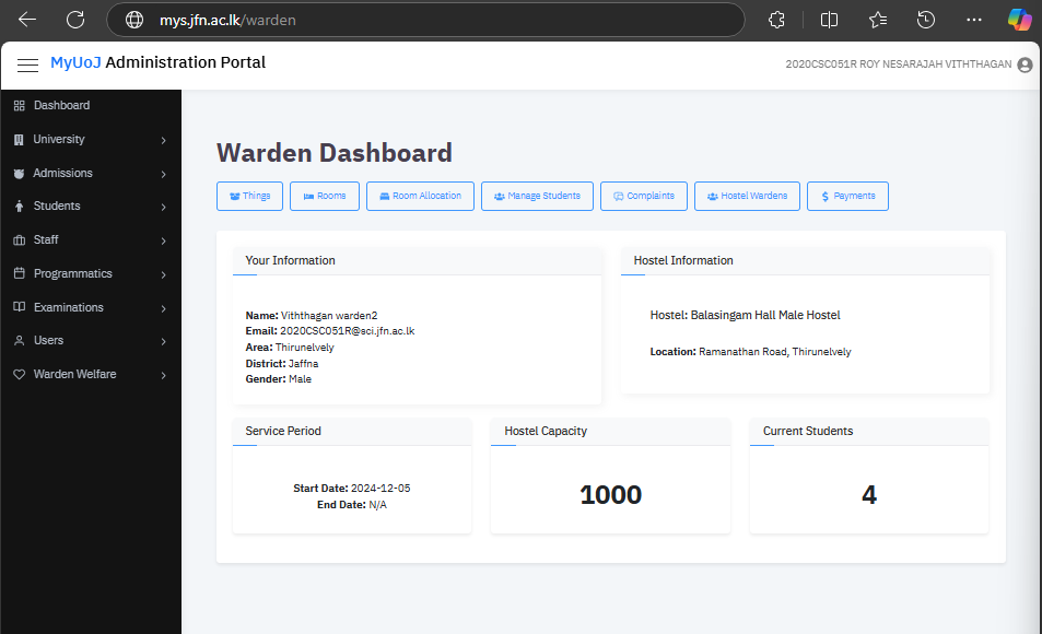 Welfare Hostel Management System